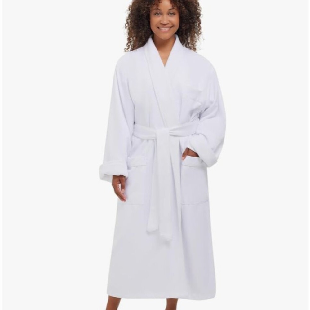 New Monarch Cypress White Terry Cloth Bathrobe Spa Hotel Robe One Size